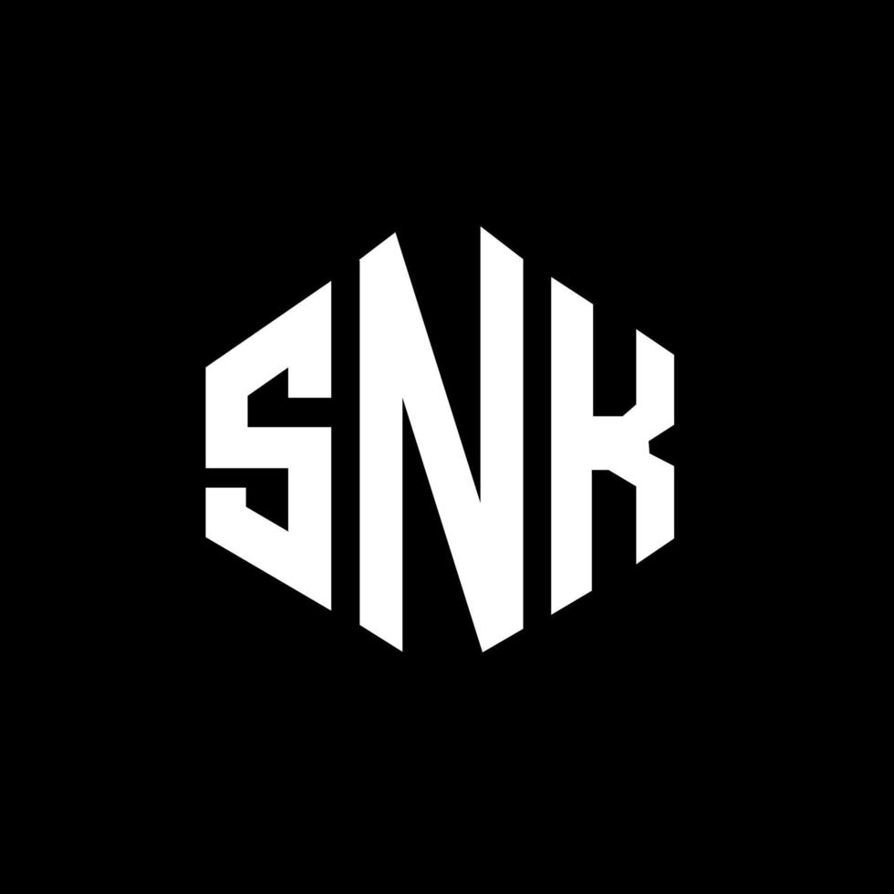 design de logotipo de carta snk com forma de polígono. snk polígono e design de logotipo em forma de cubo. modelo de logotipo de vetor snk hexágono cores brancas e pretas. snk monograma, logotipo de negócios e imóveis.