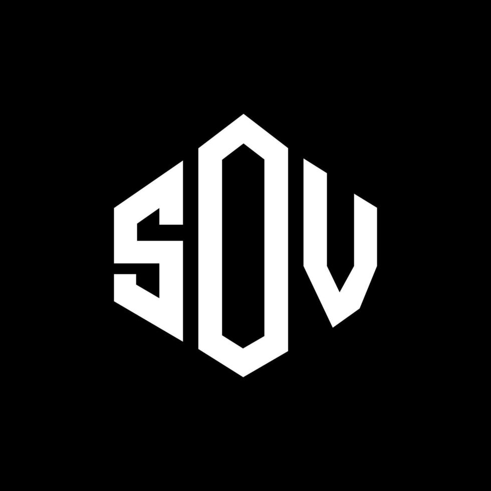 design de logotipo de carta sov com forma de polígono. sov polígono e design de logotipo em forma de cubo. sov modelo de logotipo de vetor hexágono cores brancas e pretas. sov monograma, logotipo de negócios e imóveis.