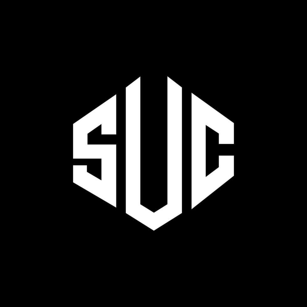 design de logotipo de carta suc com forma de polígono. suc design de logotipo em forma de polígono e cubo. modelo de logotipo de vetor hexágono suc cores brancas e pretas. monograma suc, logotipo de negócios e imóveis.