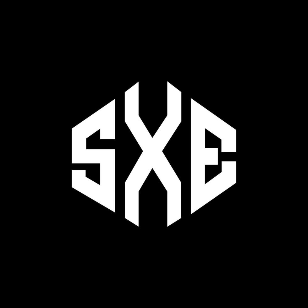 design de logotipo de carta sxe com forma de polígono. sxe polígono e design de logotipo em forma de cubo. modelo de logotipo de vetor hexágono sxe cores brancas e pretas. sxe monograma, logotipo de negócios e imóveis.