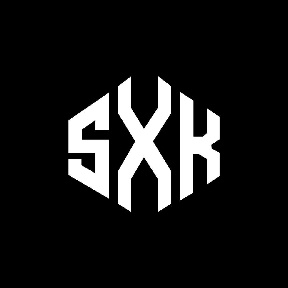 design de logotipo de letra sxk com forma de polígono. sxk polígono e design de logotipo em forma de cubo. modelo de logotipo de vetor hexágono sxk cores brancas e pretas. sxk monograma, logotipo de negócios e imóveis.