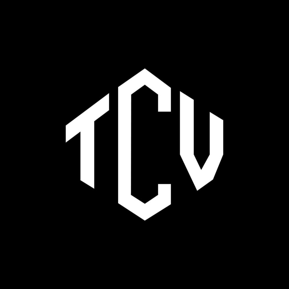 design de logotipo de carta tcv com forma de polígono. tcv polígono e design de logotipo em forma de cubo. modelo de logotipo de vetor hexágono tcv cores brancas e pretas. monograma tcv, logotipo de negócios e imóveis.