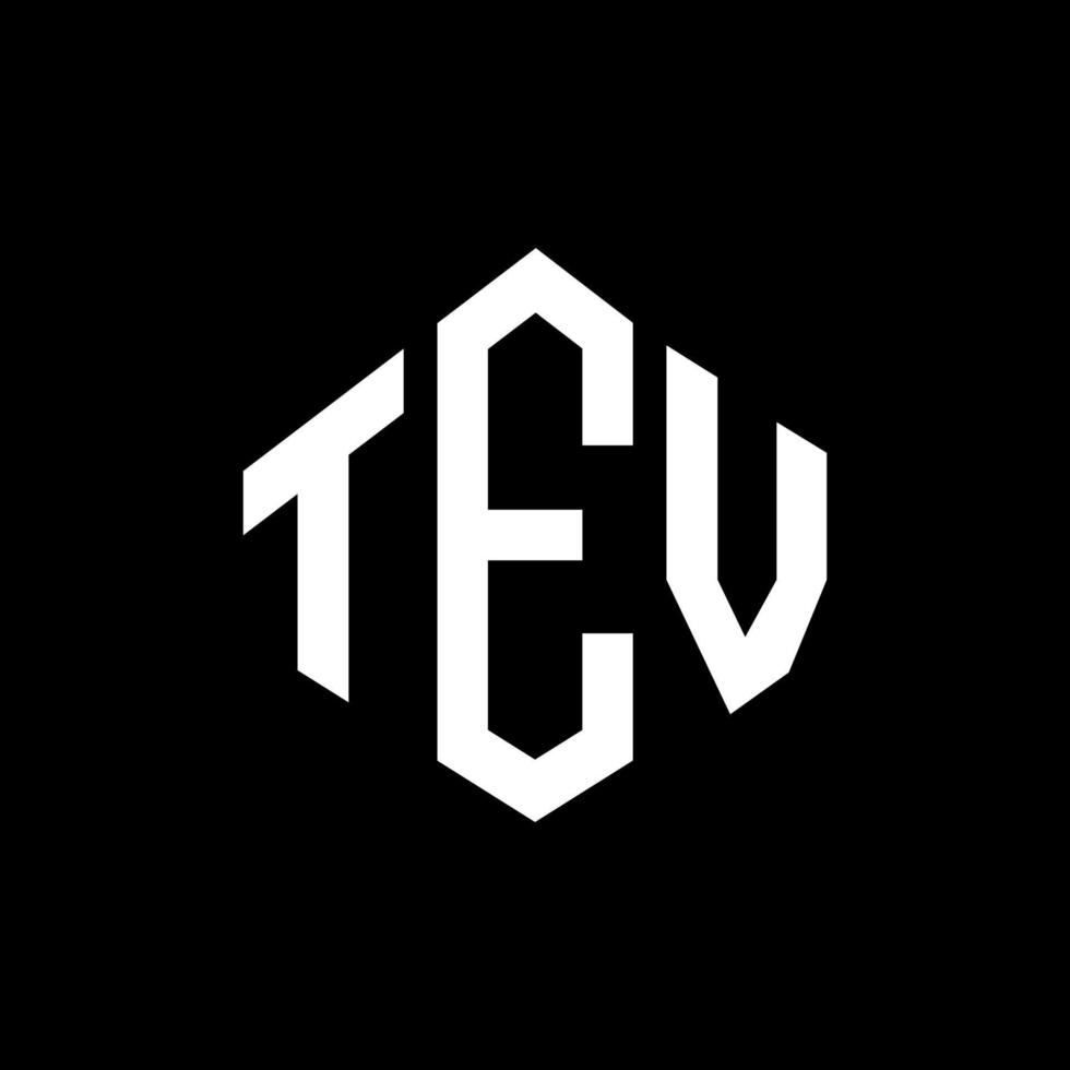 design de logotipo de carta tev com forma de polígono. tev polígono e design de logotipo em forma de cubo. tev modelo de logotipo de vetor hexágono cores brancas e pretas. tev monograma, logotipo de negócios e imóveis.