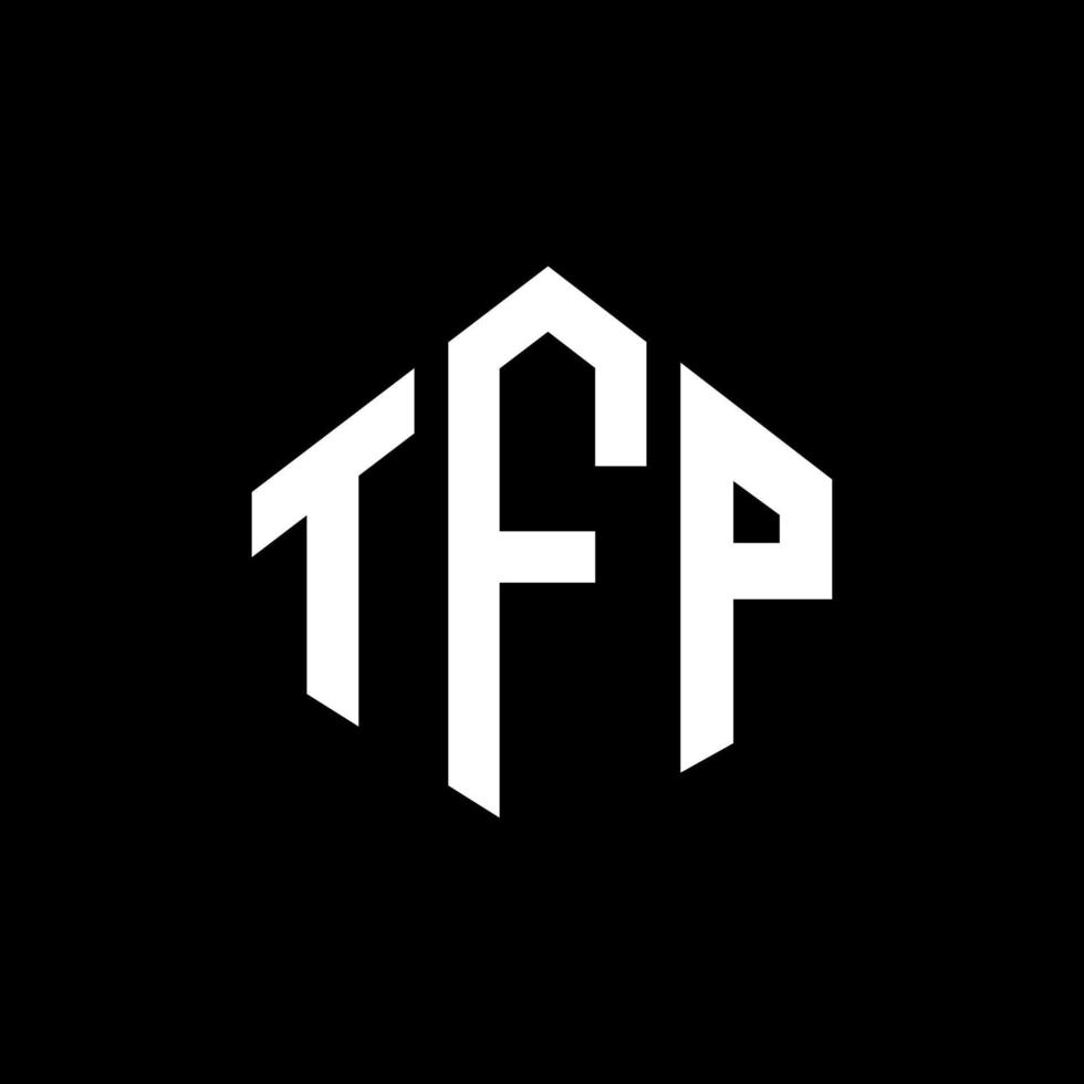 design de logotipo de carta tfp com forma de polígono. tfp polígono e design de logotipo em forma de cubo. modelo de logotipo de vetor hexágono tfp cores brancas e pretas. monograma tfp, logotipo de negócios e imóveis.