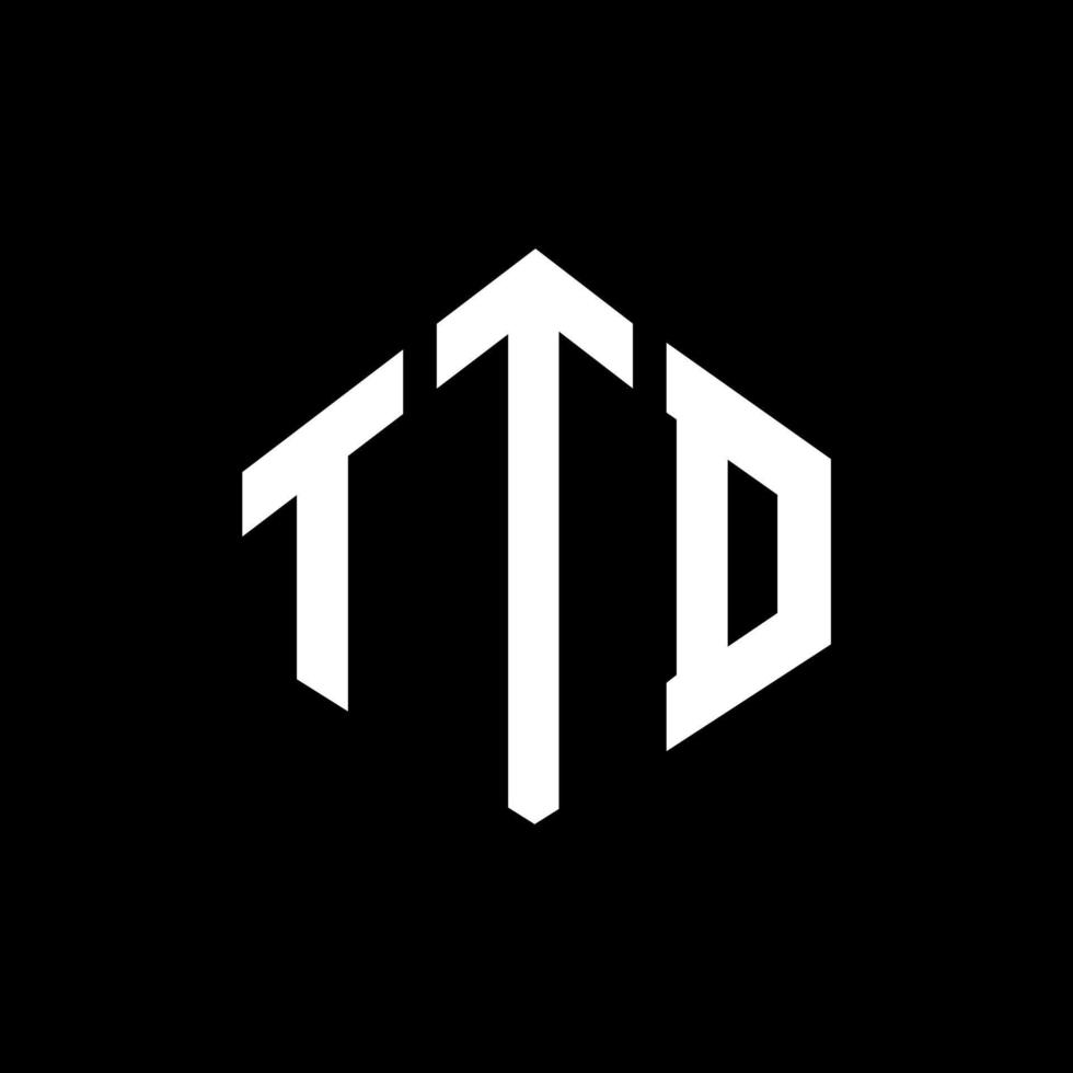 design de logotipo de letra ttd com forma de polígono. design de logotipo em forma de polígono e cubo ttd. modelo de logotipo de vetor hexágono ttd cores brancas e pretas. ttd monograma, logotipo de negócios e imóveis.