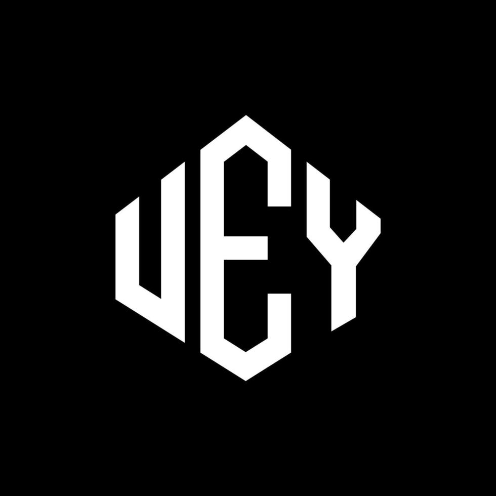 design de logotipo de letra uey com forma de polígono. uey polígono e design de logotipo em forma de cubo. uey hexágono modelo de logotipo de vetor cores brancas e pretas. uey monograma, logotipo de negócios e imóveis.