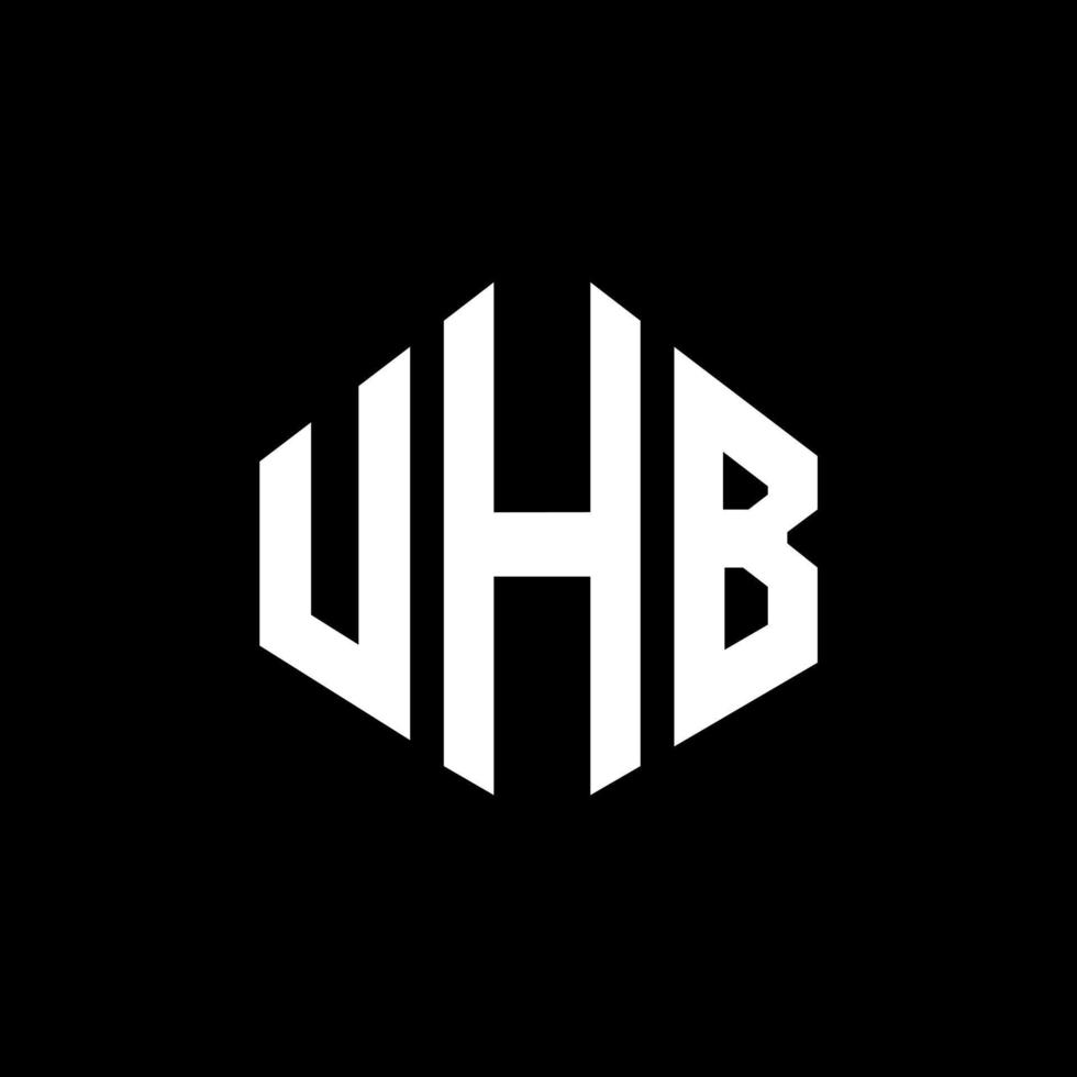 design de logotipo de letra uhb com forma de polígono. uhb polígono e design de logotipo em forma de cubo. modelo de logotipo de vetor hexágono uhb cores brancas e pretas. uhb monograma, logotipo de negócios e imóveis.