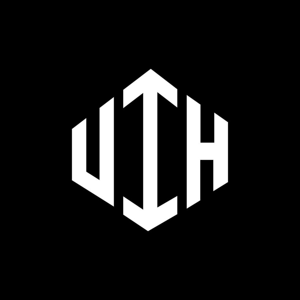 design de logotipo de letra uih com forma de polígono. design de logotipo em forma de polígono e cubo uih. modelo de logotipo de vetor uih hexágono cores brancas e pretas. uih monograma, logotipo de negócios e imóveis.