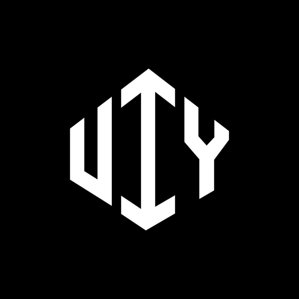 design de logotipo de letra uiy com forma de polígono. design de logotipo em forma de polígono e cubo uiy. uiy modelo de logotipo de vetor hexágono cores brancas e pretas. uiy monograma, logotipo de negócios e imóveis.