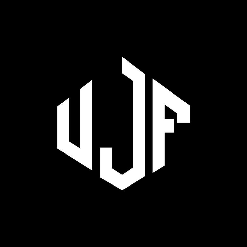 design de logotipo de letra ujf com forma de polígono. ujf polígono e design de logotipo em forma de cubo. modelo de logotipo de vetor hexágono ujf cores brancas e pretas. ujf monograma, logotipo de negócios e imóveis.