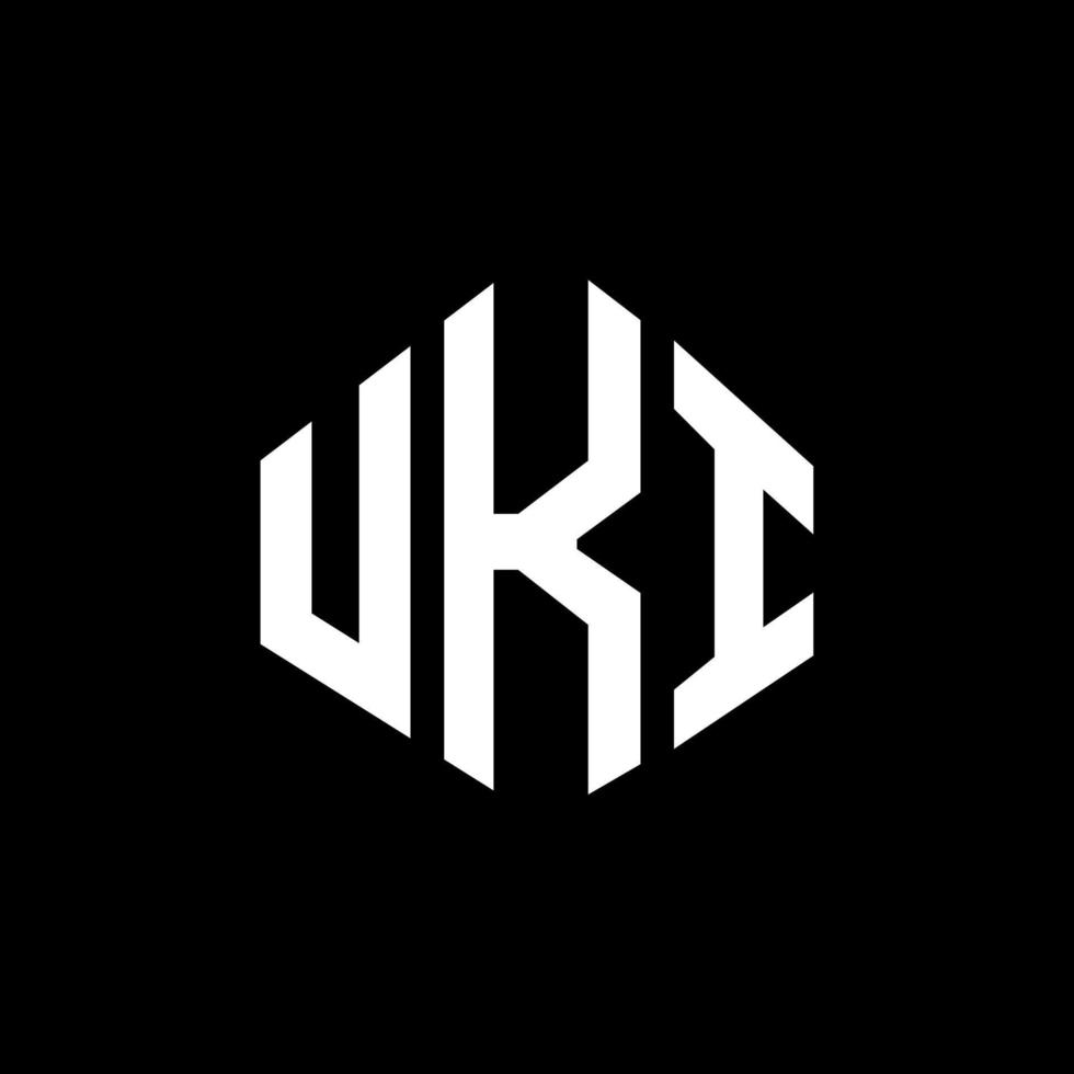 design de logotipo de letra uki com forma de polígono. uki polígono e design de logotipo em forma de cubo. modelo de logotipo de vetor hexágono uki cores brancas e pretas. uki monograma, logotipo de negócios e imóveis.