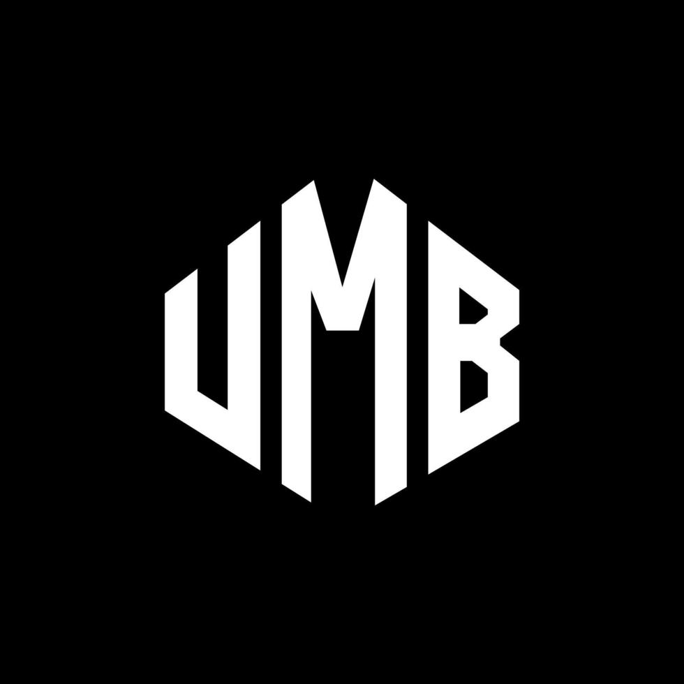 design de logotipo de letra umb com forma de polígono. umb polígono e design de logotipo em forma de cubo. modelo de logotipo de vetor umb hexágono cores brancas e pretas. umb monograma, logotipo de negócios e imóveis.