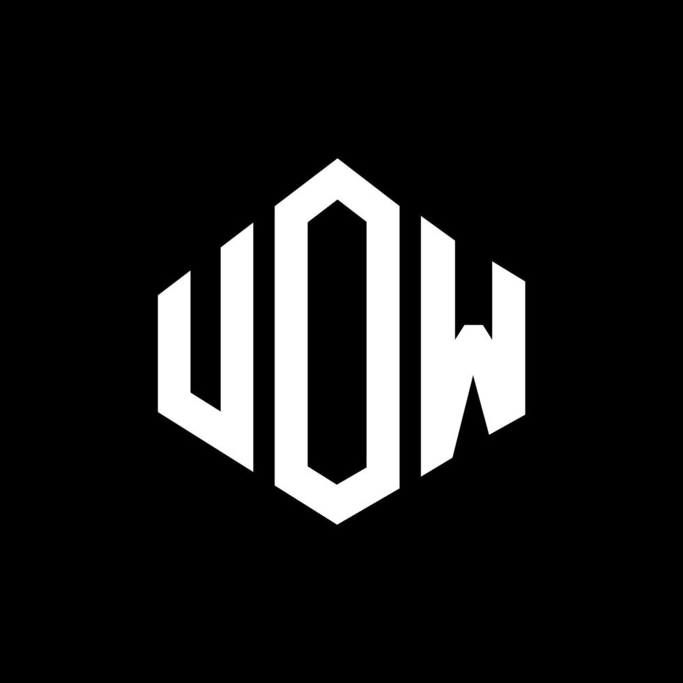 design de logotipo de letra uow com forma de polígono. uow design de logotipo em forma de polígono e cubo. uow modelo de logotipo de vetor hexágono cores brancas e pretas. uow monograma, logotipo de negócios e imóveis.