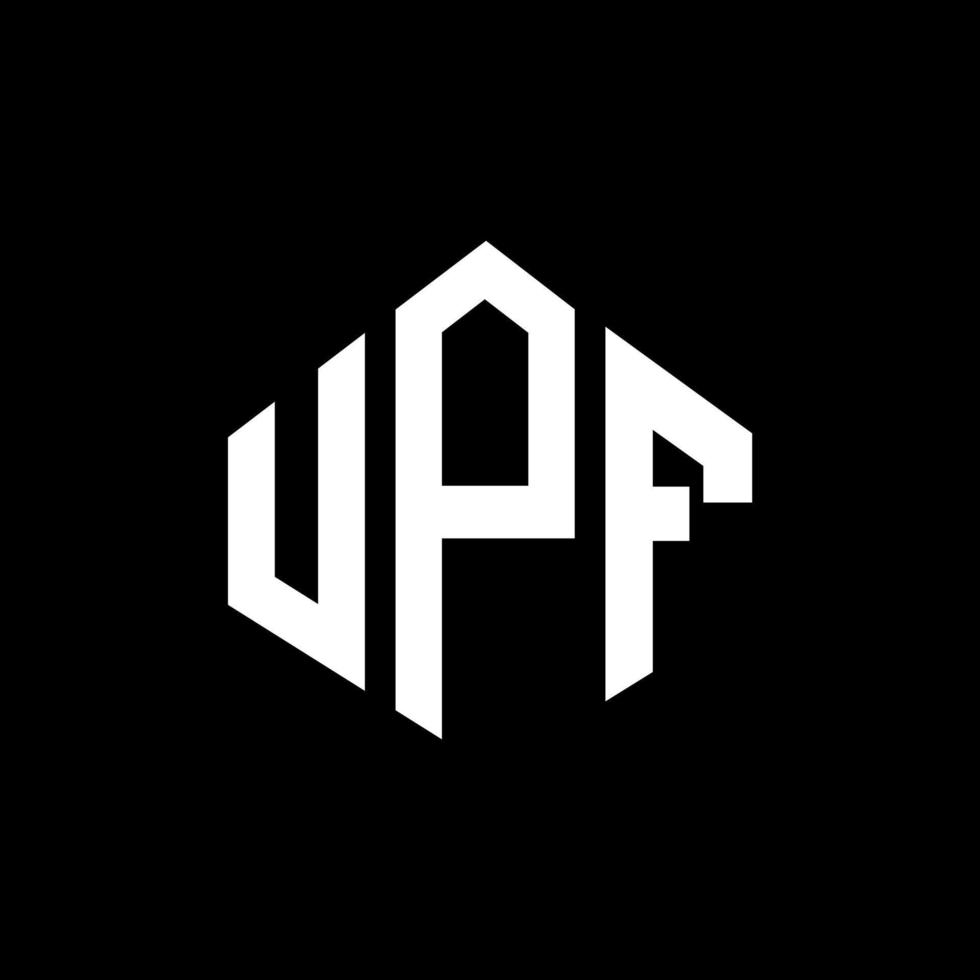design de logotipo de carta upf com forma de polígono. upf polígono e design de logotipo em forma de cubo. upf hexágono modelo de logotipo de vetor cores brancas e pretas. upf monograma, logotipo de negócios e imóveis.