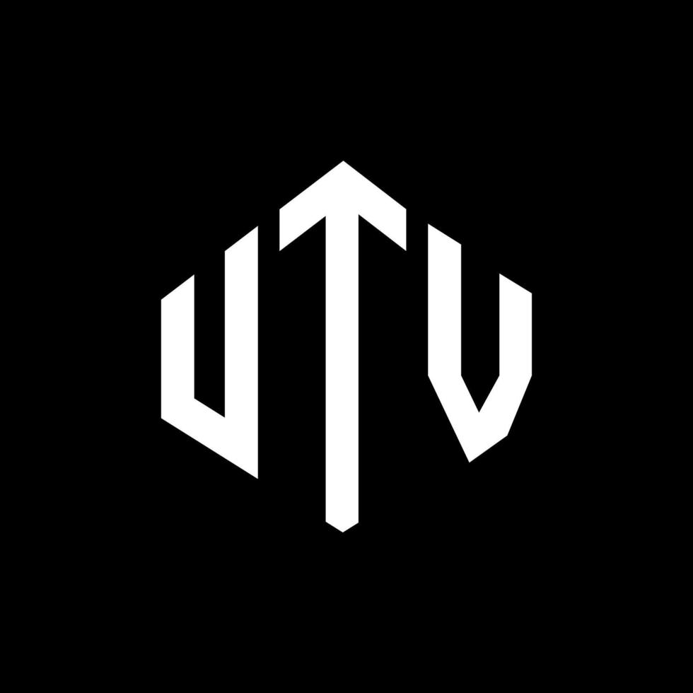 design de logotipo de letra utv com forma de polígono. utv polígono e design de logotipo em forma de cubo. modelo de logotipo de vetor hexágono utv cores brancas e pretas. utv monograma, logotipo de negócios e imóveis.