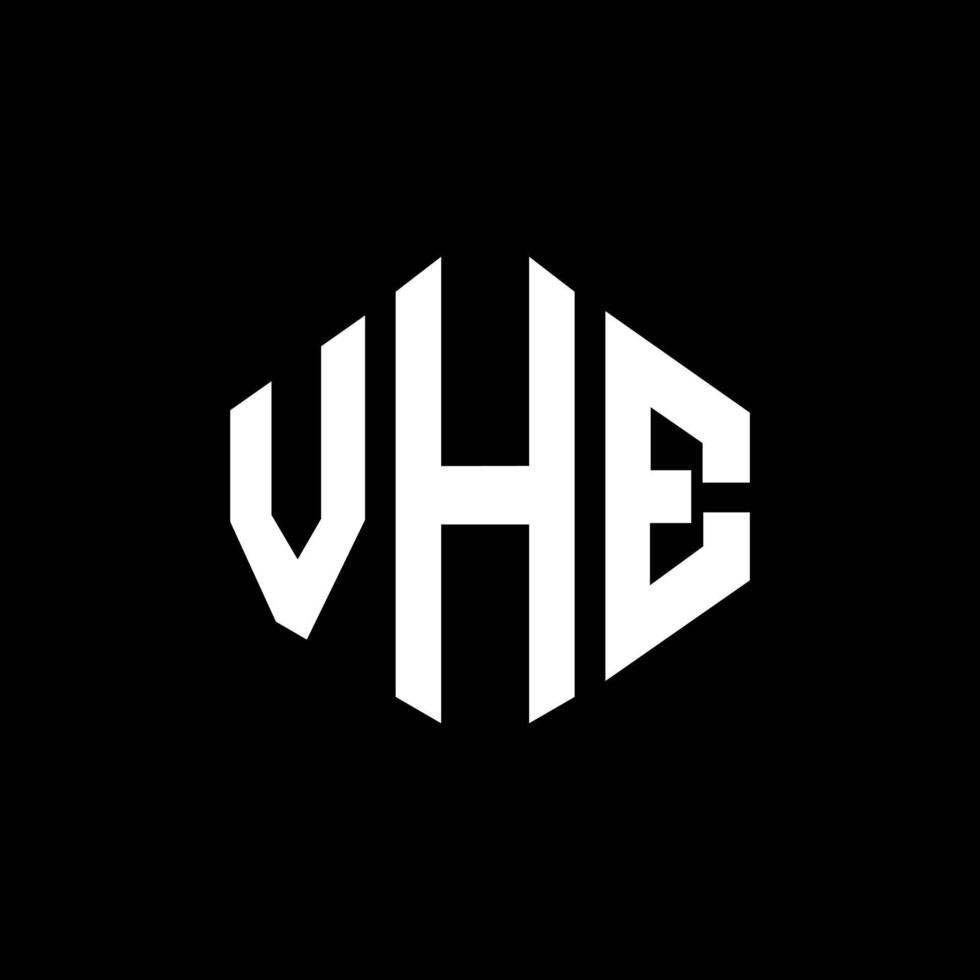 vhe design de logotipo de carta com forma de polígono. vhe design de logotipo em forma de polígono e cubo. vhe modelo de logotipo de vetor hexágono cores brancas e pretas. vhe monograma, logotipo de negócios e imóveis.