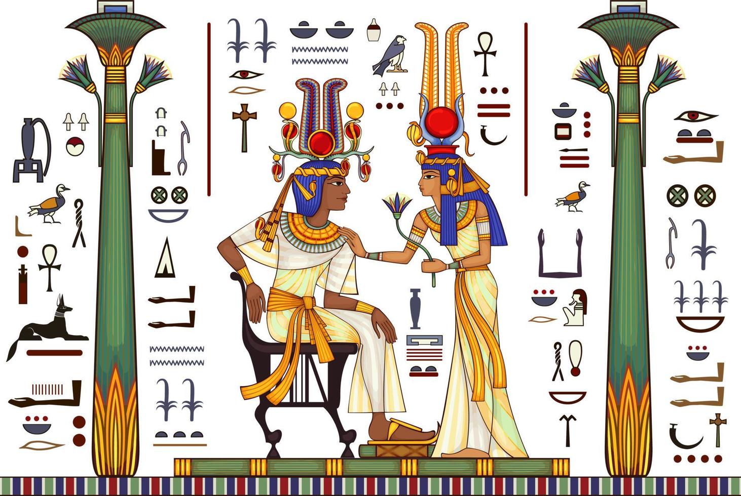 antigo Egito background.egyptian hieróglifo e símbolo. vetor
