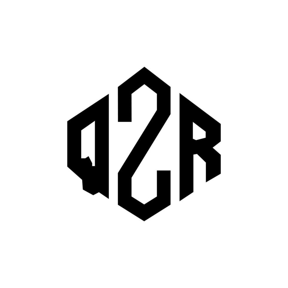 design de logotipo de letra qzr com forma de polígono. qzr polígono e design de logotipo em forma de cubo. qzr hexagon vector logo template cores brancas e pretas. monograma qzr, logotipo comercial e imobiliário.