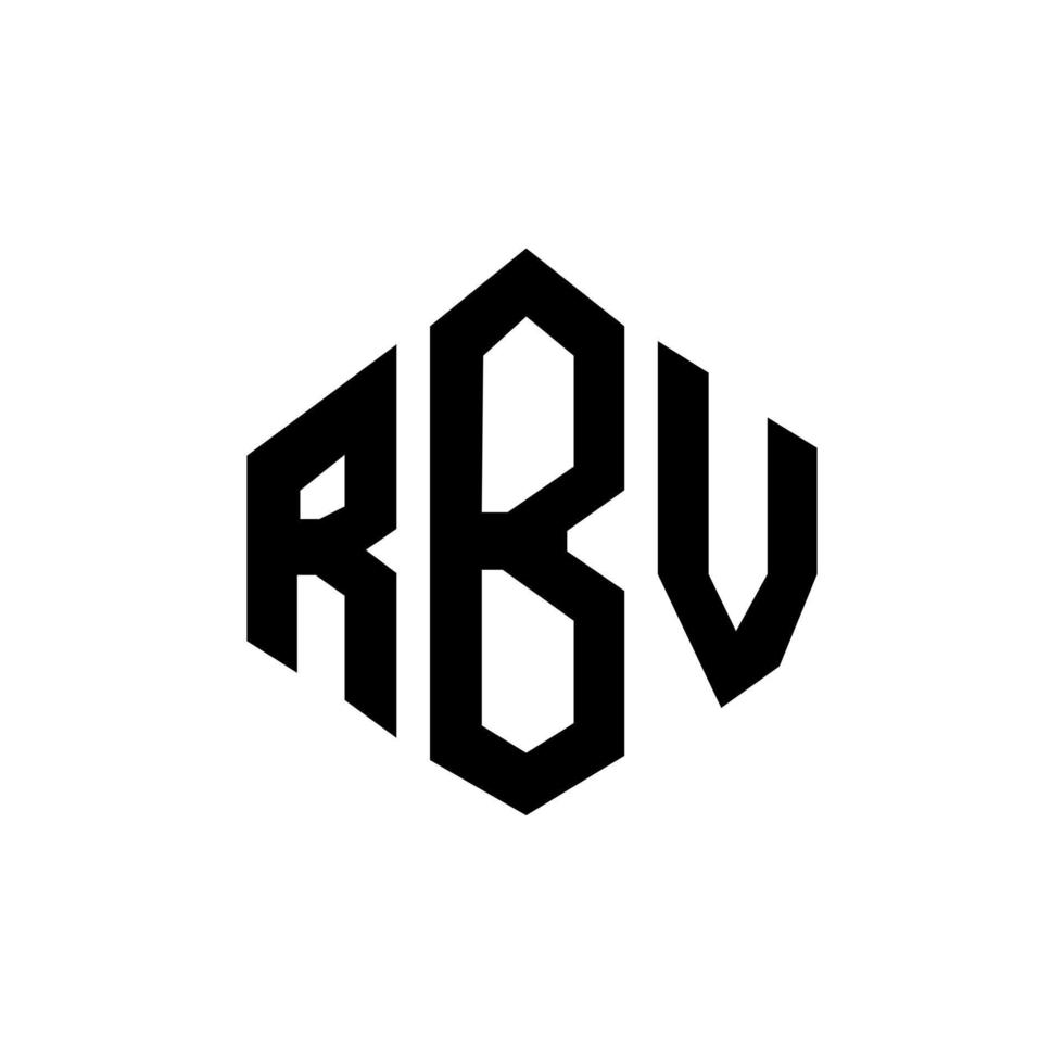 design de logotipo de carta rbv com forma de polígono. rbv polígono e design de logotipo em forma de cubo. modelo de logotipo de vetor hexágono rbv cores brancas e pretas. monograma rbv, logotipo de negócios e imóveis.