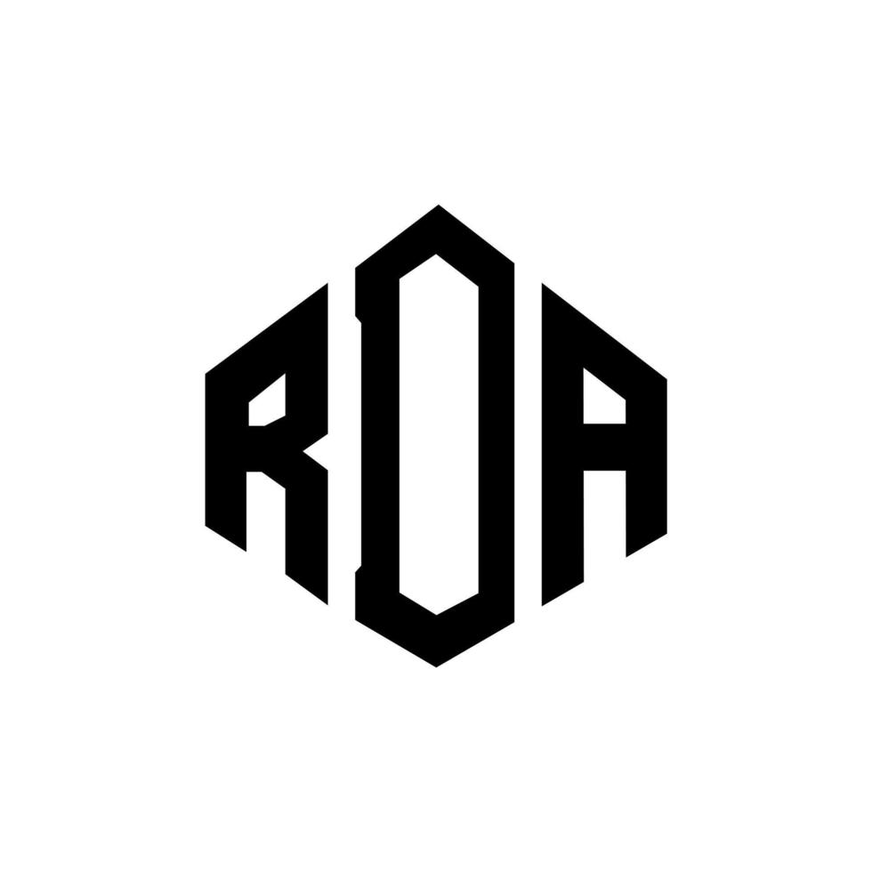 design de logotipo de carta rda com forma de polígono. rda polígono e design de logotipo em forma de cubo. modelo de logotipo de vetor hexágono rda cores brancas e pretas. rda monograma, logotipo de negócios e imóveis.