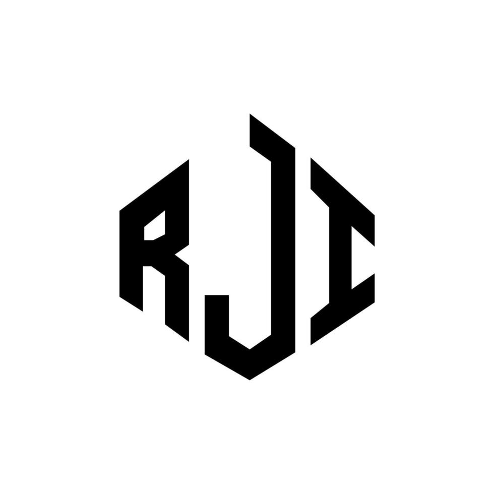 design de logotipo de carta rji com forma de polígono. rji polígono e design de logotipo em forma de cubo. modelo de logotipo de vetor hexágono rji cores brancas e pretas. rji monograma, logotipo de negócios e imóveis.