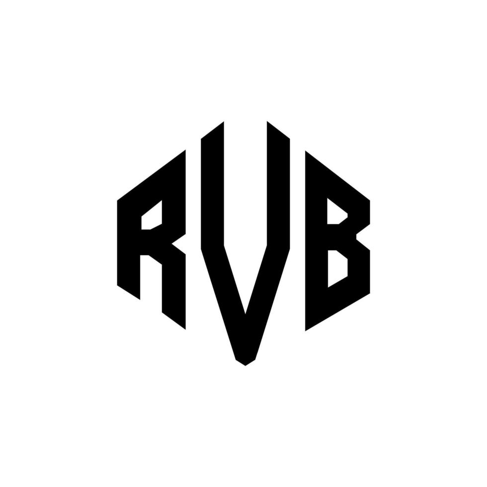 design de logotipo de carta rvb com forma de polígono. polígono rvb e design de logotipo em forma de cubo. modelo de logotipo de vetor hexágono rvb cores brancas e pretas. monograma rvb, logotipo de negócios e imóveis.