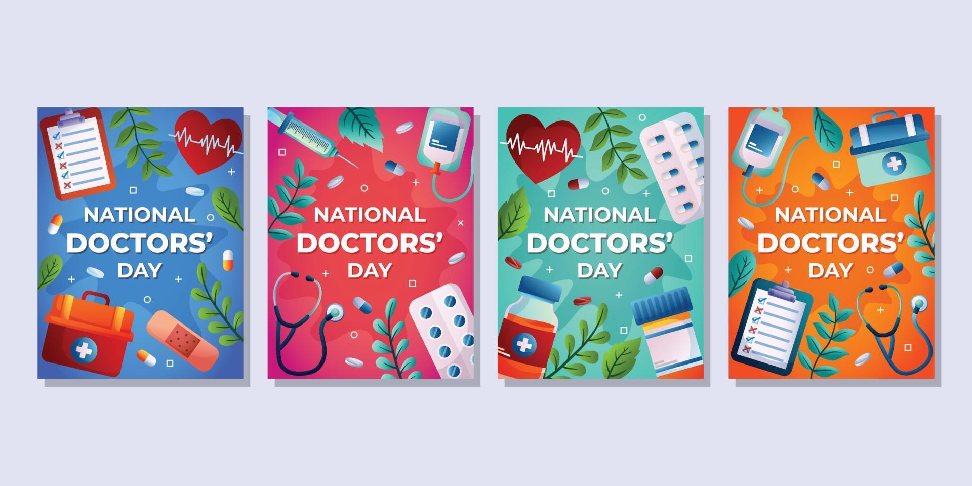 cartões do dia nacional dos médicos vetor