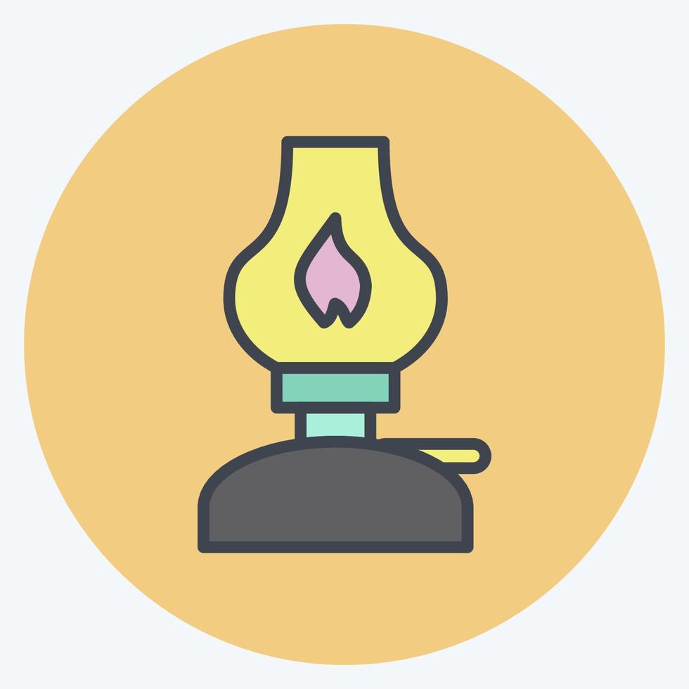 lâmpada de querosene de ícone. adequado para o símbolo da casa. estilo de companheiro de cor. design simples editável. vetor de modelo de design. ilustração simples