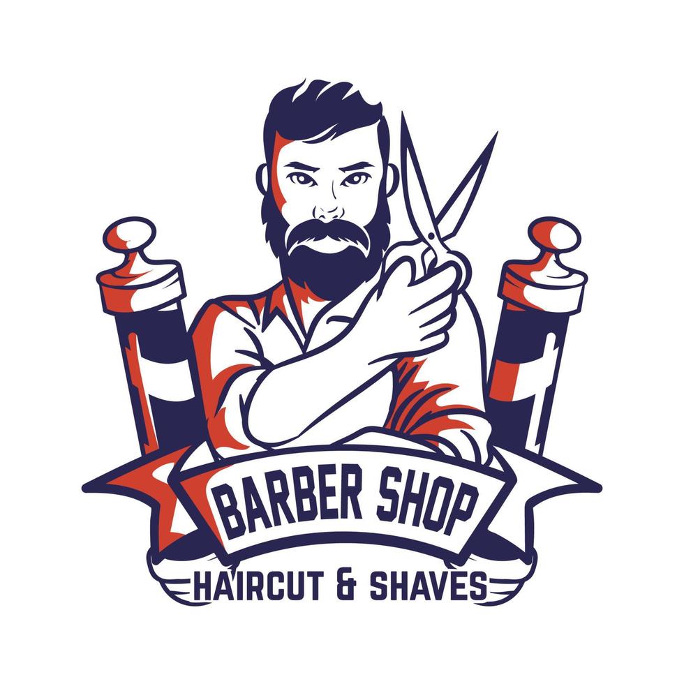 distintivo de logotipo de barbearia vintage retrô vetor