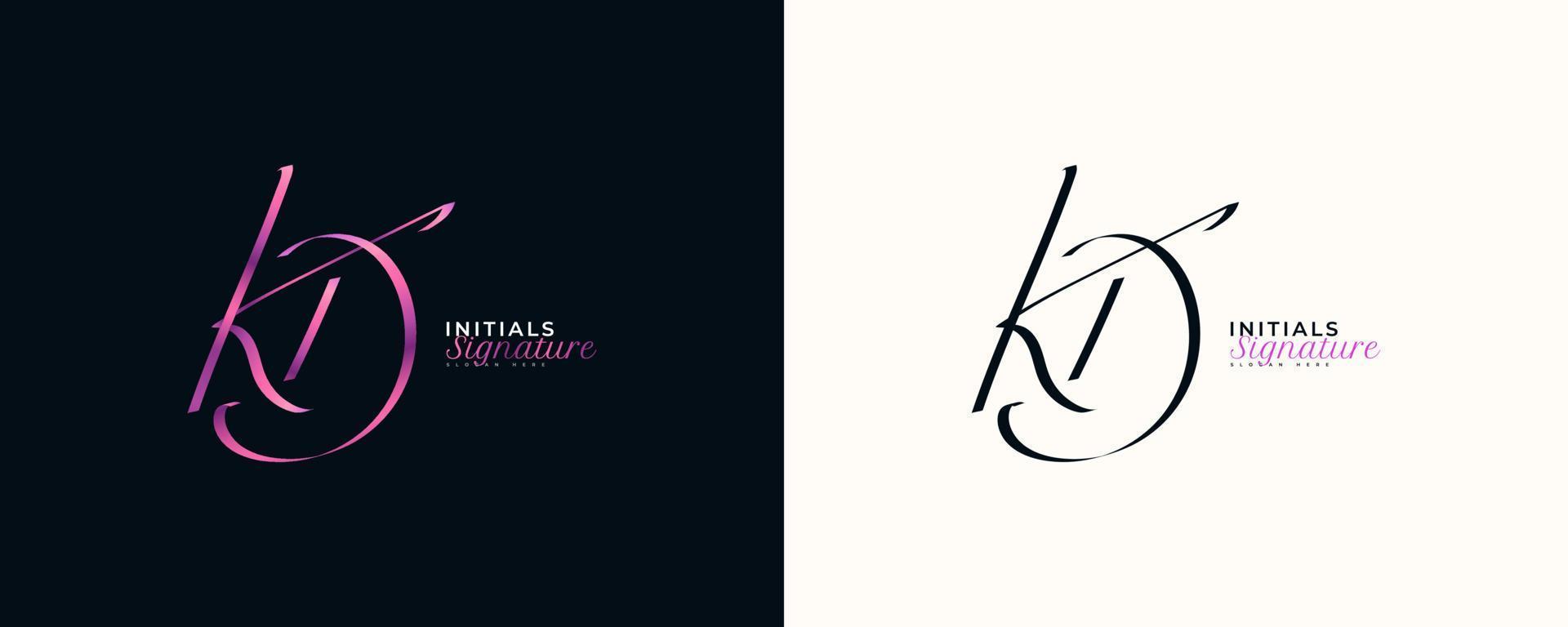 kd design de logotipo de assinatura inicial com estilo de caligrafia elegante e minimalista. design de logotipo inicial k e d para identidade de marca de casamento, moda, joias, boutique e negócios vetor