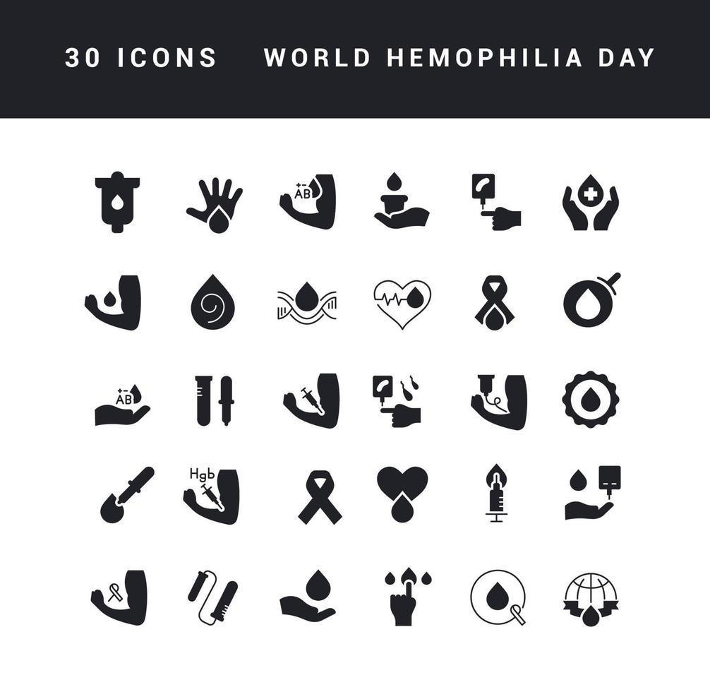 vetor ícones simples do dia mundial da hemofilia