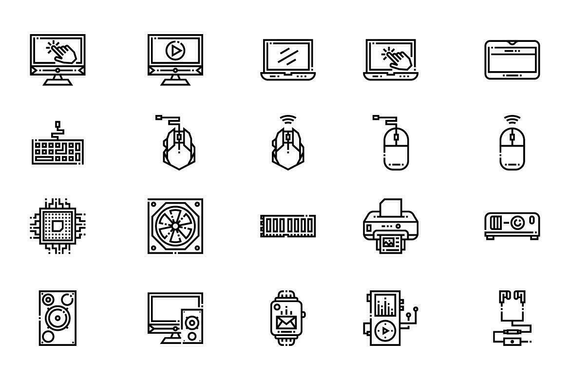 ícones de computador e dispositivos eletrônicos vetor