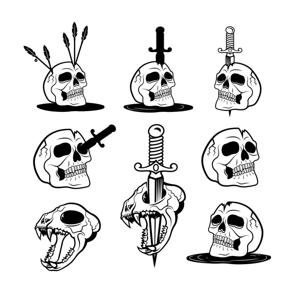 ilustrações dos crânios vetor