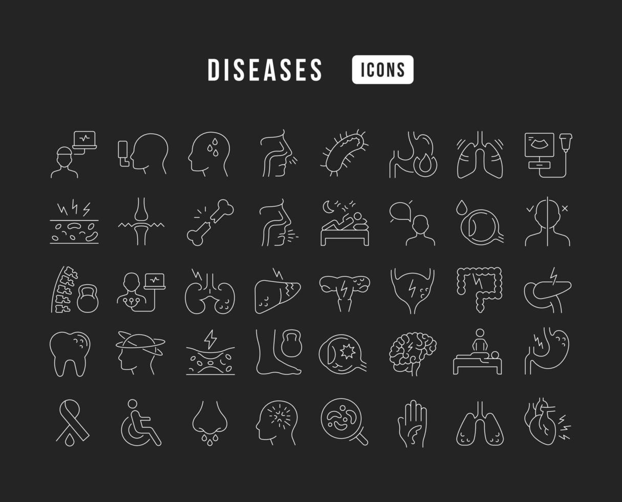 conjunto de ícones lineares de doenças vetor