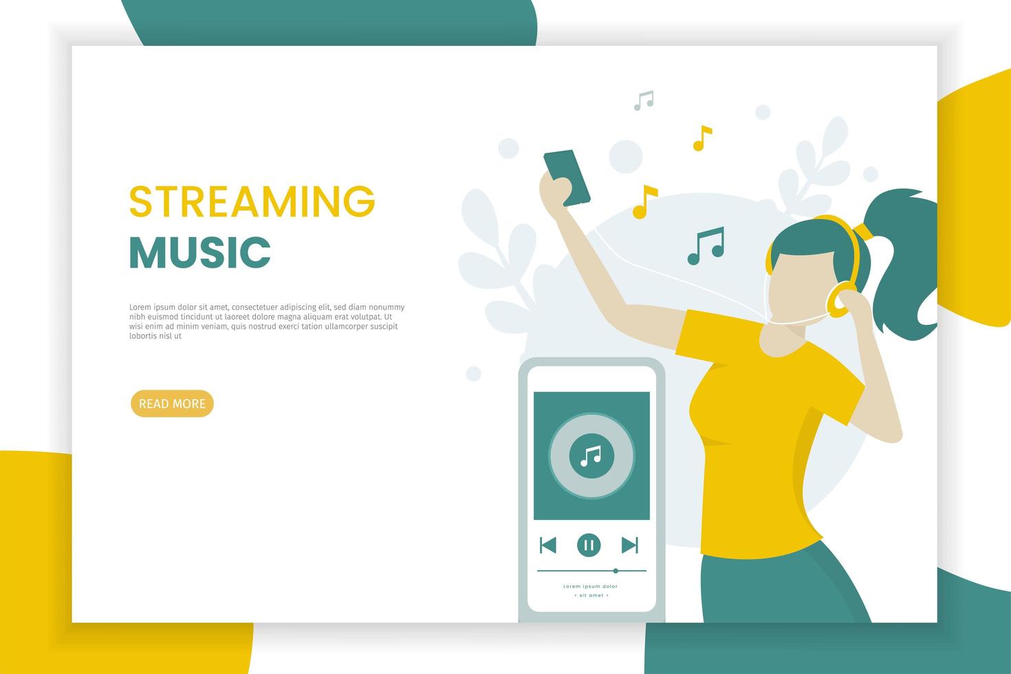 modelo de página de destino de streaming de música vetor