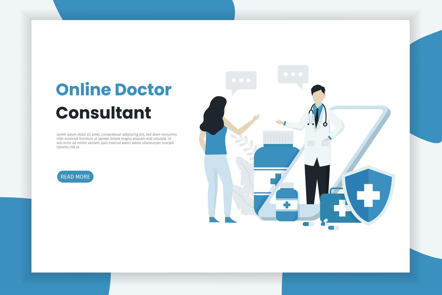 modelo de página de destino de consultor médico on-line vetor