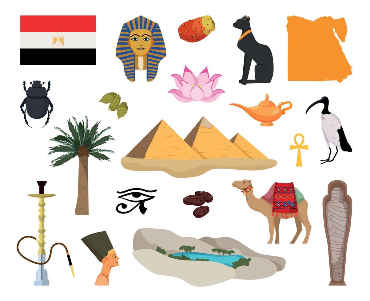 conjunto de ilustrações associativas egípcias vetor