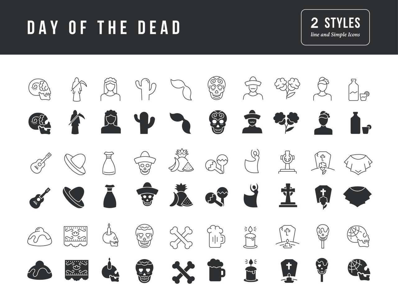 vetor ícones simples do dia dos mortos