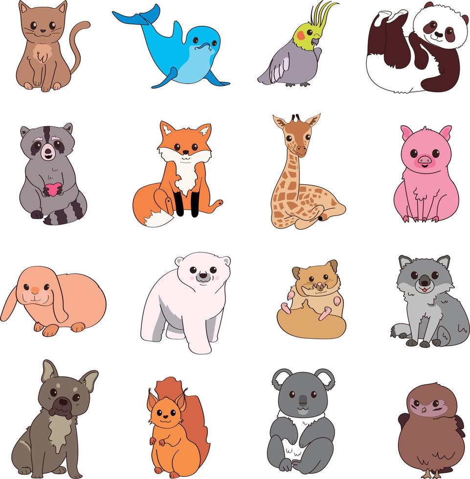 coleção de adesivos de animais vetor