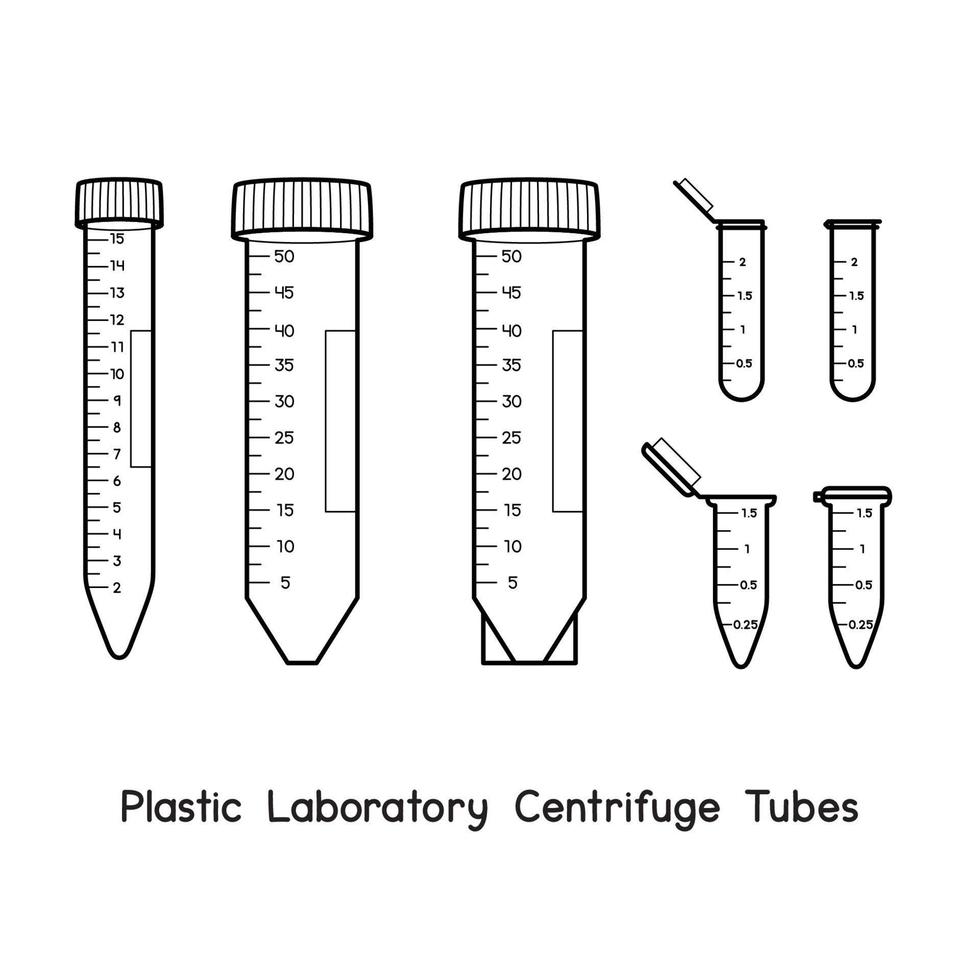 diagrama de tubos de centrífuga de laboratório de plástico para ilustração vetorial de contorno de laboratório de configuração de experimento vetor