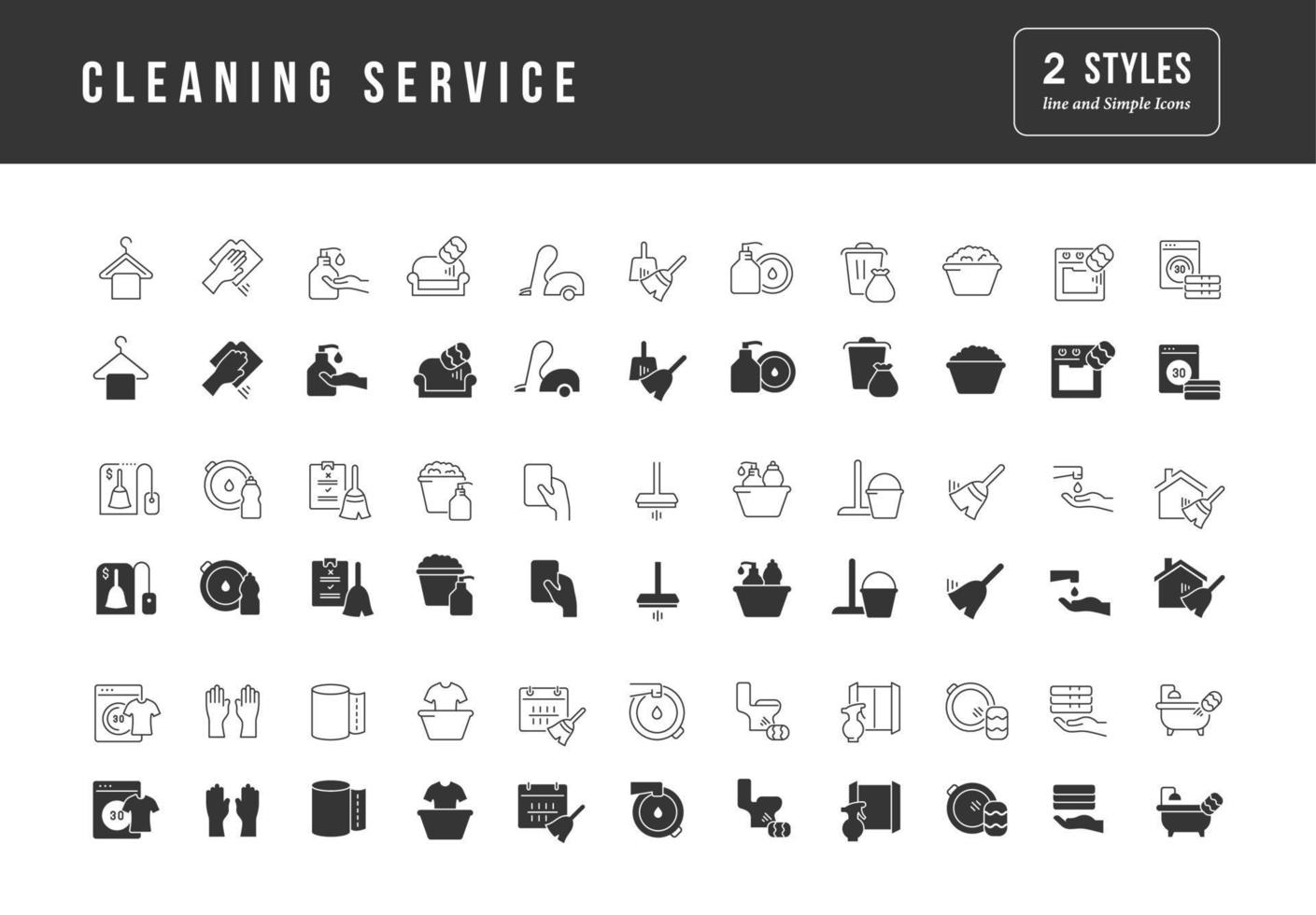 conjunto de ícones simples de serviço de limpeza vetor