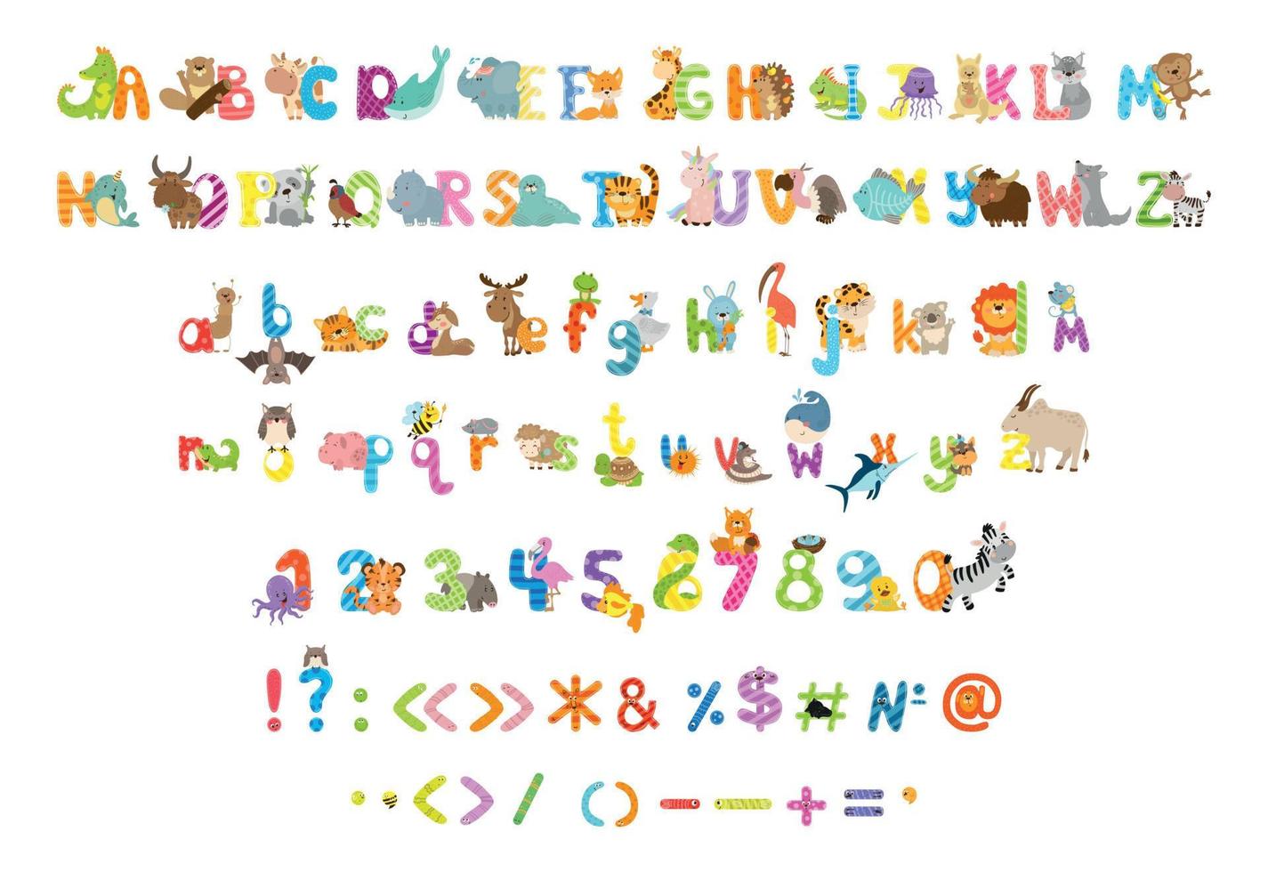 alfabeto e números com animais vetor