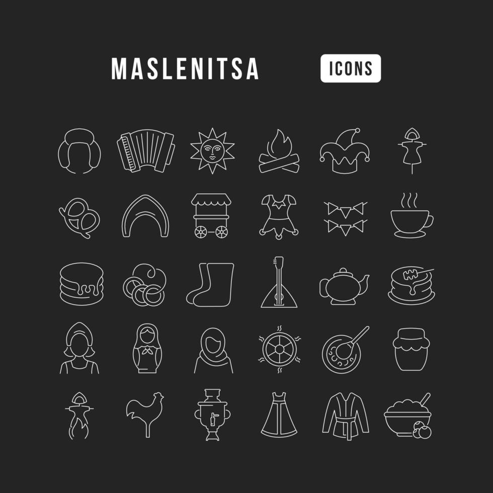 ícones de linha vetorial de maslenitsa vetor