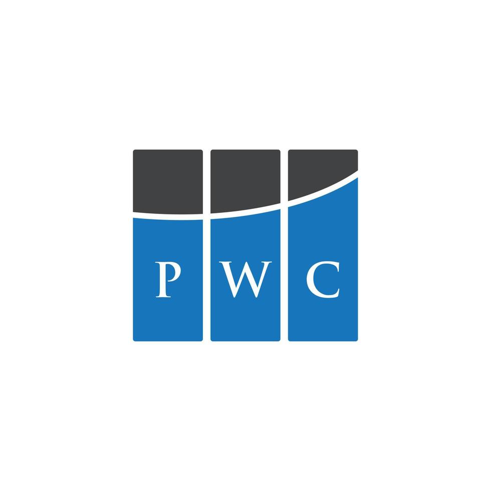 design de logotipo de carta pwc em fundo branco. conceito de logotipo de letra de iniciais criativas pwc. design de letra pwc. vetor