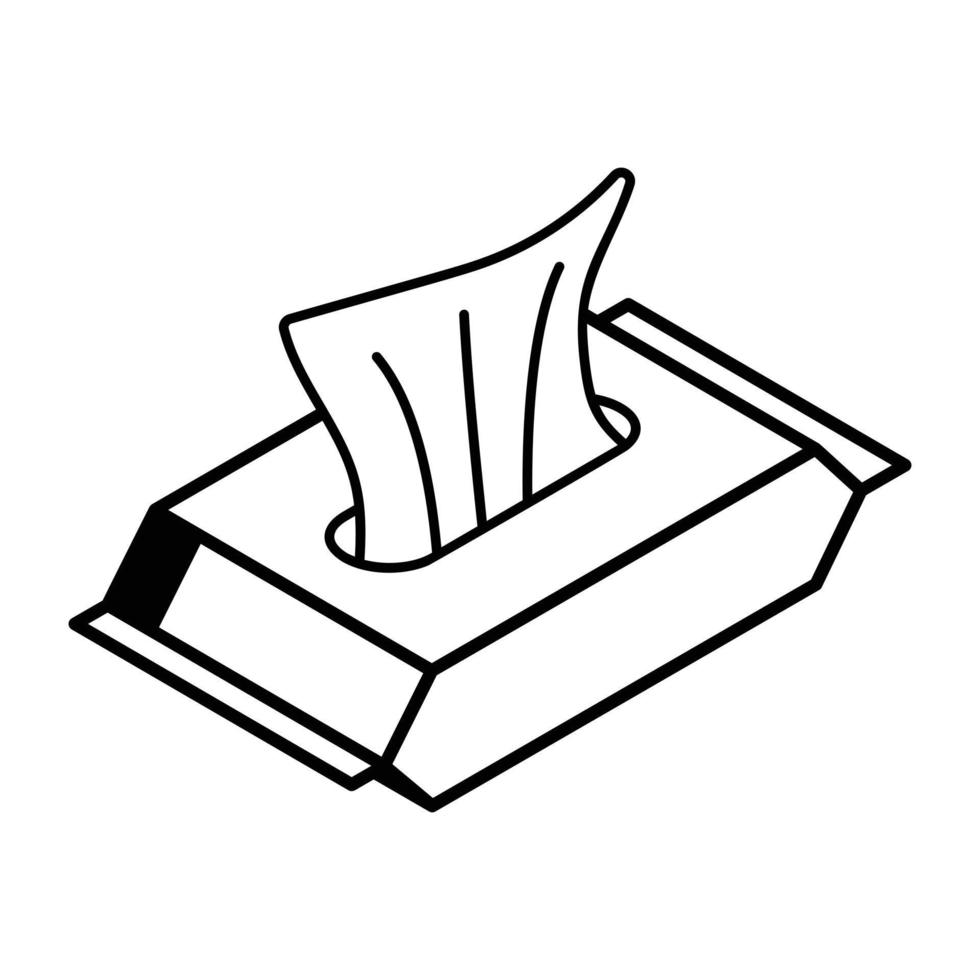 um ícone de design de linha de caixa de tecido vetor
