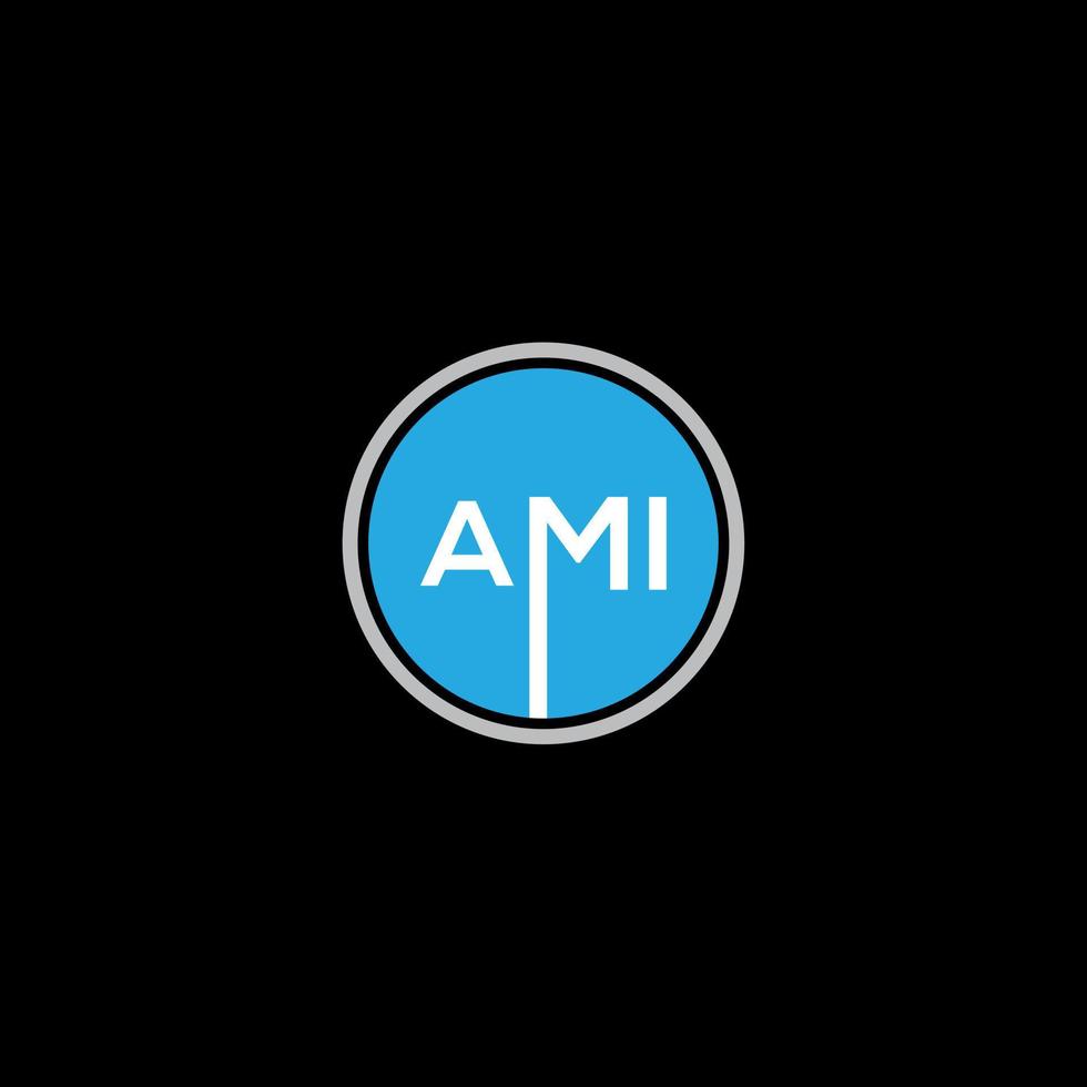 design de logotipo de carta ami em fundo preto. conceito de logotipo de letra de iniciais criativas ami. design de letra ami. vetor