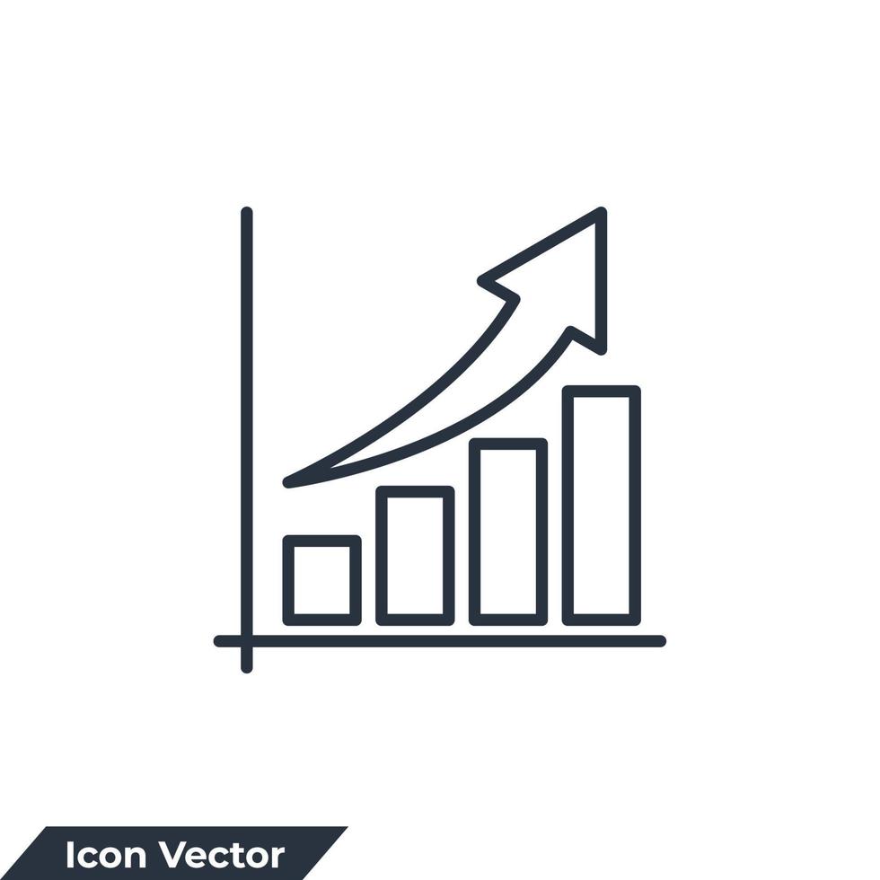 ilustração em vetor crescimento ícone logotipo. modelo de símbolo de gráfico de barras crescente para coleção de design gráfico e web