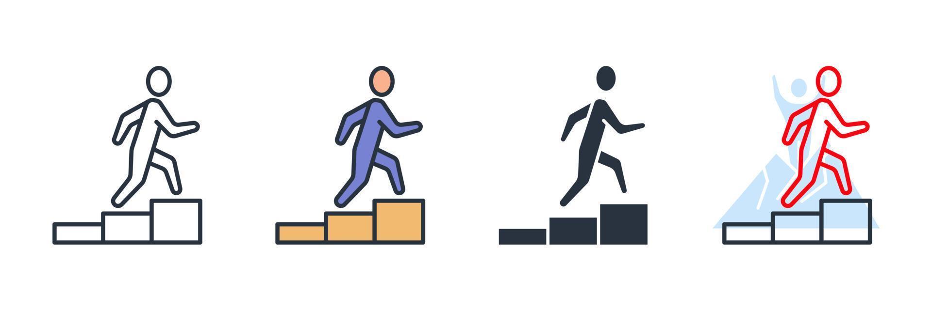 ilustração em vetor carreira ícone logotipo. modelo de símbolo de escalada de pessoas no andar de cima para coleção de design gráfico e web