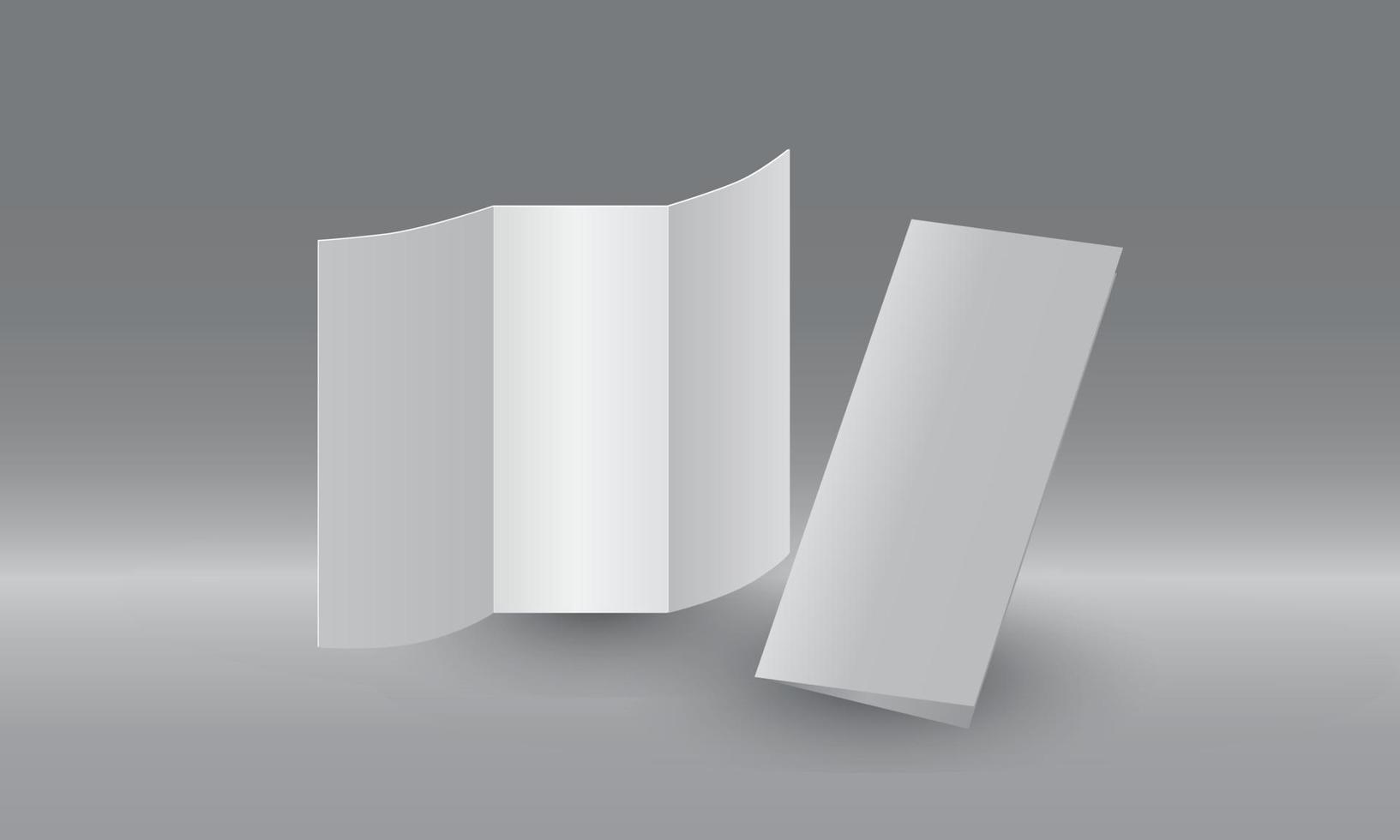 modelo de folheto dobrável com três dobras em branco para maquete e design de apresentação vetor