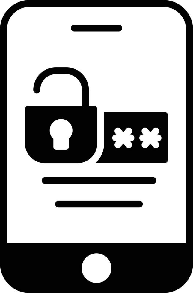 desbloquear ícone de glifo móvel vetor